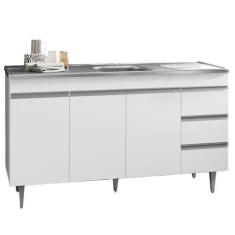 Imagem de Gabinete Balcão Emma 1.50M 3 Portas 3 Gavetas S/ Tampo Cozinha Branco