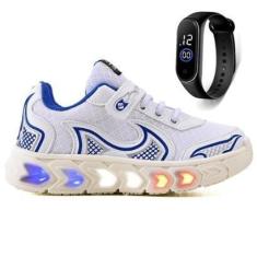 Imagem de Tenis Infantil De Led Casual Jogger Meninos Escolar Basico + Relogio-Masculino