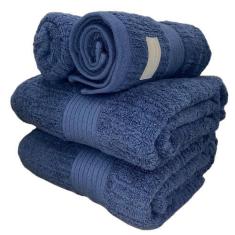 Imagem de Jogo De Toalha de Banho Buddemeyer Fio Penteado 4pçs Macio, Azul Escur