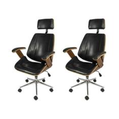 Imagem de Kit 2 Cadeiras para Escritorio Presidente Bergen 3331 Preto