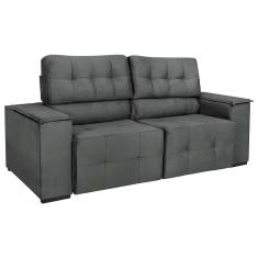 Imagem de Sofá Cama Retrátil Sala Vicenza 175cm Suede Cor Cinza Escuro