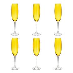 Imagem de Jogo de taças para champanhe em cristal Bohemia 6 peças 220ml topázio