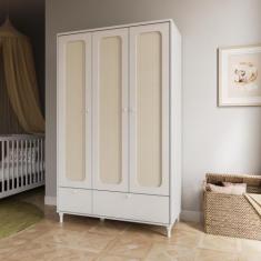 Imagem de Guarda-Roupa Infantil Branco Rattan Provençal Fofura Divicar