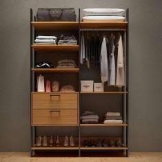 Imagem de Guarda-Roupa Closet Modulado Lille II 2 GV Freijó e Preto