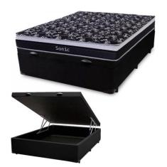Imagem de Cama Box c/ Baú Casal + Colchão de Molas Ensacadas Firme para 120 kilo