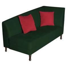 Imagem de Recamier Heitor 160cm com Almofada Lado Esquerdo Suede Verde/Vermelho