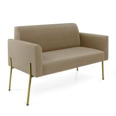 Imagem de Sofá Namoradeira 2 Lugares Pé de Ferro Dourado Marisa Suede Marrom Rato D03 - D`Rossi