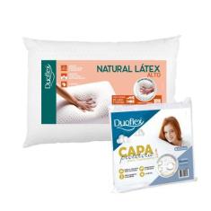 Imagem de Travesseiro Natural Látex Alto + Capa com Zíper Impermeável - Duoflex