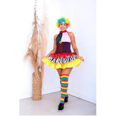 Imagem de Fantasia Vestido Palhaça Adulto Feminina Carnaval Halloween Zumbi Terr