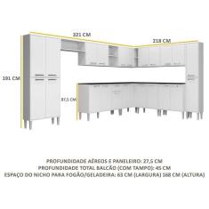 Imagem de Cozinha Completa Xangai Pop Fg3152 Com Armário E Balcão Branca