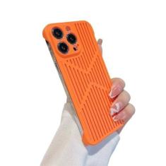 Imagem de Capa de telefone respirável com grade de resfriamento sem moldura fina para iPhone 14 13 12 11 Pro Max Hard PC Dissipação de calor capa traseira, laranja, para iPhone 13 pro