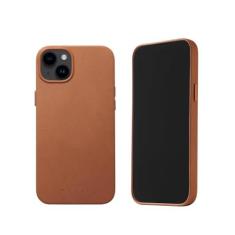 Imagem de Mujjo Capa de couro para celular – compatível com iPhones 15 Plus e 14 Plus – Compatível com MagSafe – Couro europeu premium – Proteção para lente da câmera – Feita com materiais reciclados – Perfil