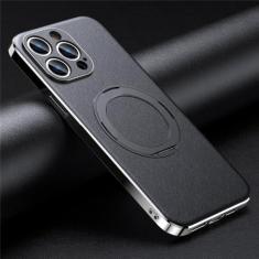 Imagem de Capa de telefone de couro para iphone 14 12 13 15 pro max 15pro 14pro proteção de lente capa de suporte magnético, preto, para iphone 12pro max