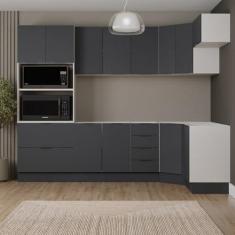Imagem de Cozinha Modulada 7 Peças sem Tampo com Rodapé Ipanema Cabecasa Madeiramadeira Grafite Trama