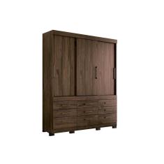 Imagem de Guarda Roupa Casal 3 Portas de Correr e 9 Gavetas c/ Pés Click 3.9 Ébano - Santos Andirá