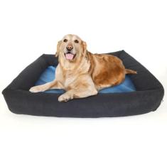Imagem de Cama Para Cachorro Grande 100x87 Cm - PRETA + AZUL - 100% Lavável e Resistente - Pet Querido