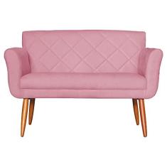 Imagem de Namoradeira Decorativa Isabela Pés Palito Suede Rosa - DS Estofados