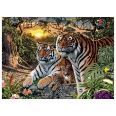 Imagem de Quebra cabeça com 500 peças grow tigres puzzle colorido