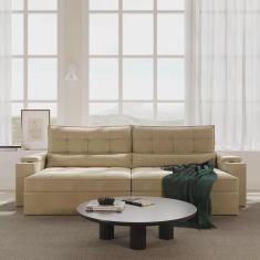 Imagem de Sofá Retrátil Reclinável com Porta Copos e Usb 4 Lugares 300cm Embaúba Extra CabeCasa