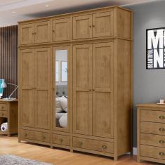 Imagem de Guarda-Roupa Casal 10 Portas 3 Gavetas Topázio Freijó Madeira Pinus - Finestra
