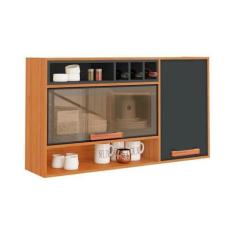 Imagem de Armário Aéreo de Cozinha Itatiaia 1 Porta 1 Porta Horizontal e Nicho Grafite Nápoles