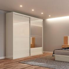 Imagem de Guarda-Roupa Grande com Espelho 222x238cm Off White Dalla Costa