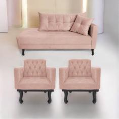 Imagem de Kit Diva Recamier Azura 185cm Lado Esquerdo E 02 Poltronas Classic Sue