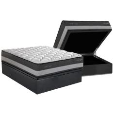 Imagem de Cama Box Casal: Colchão Molas Bonnel Maxspring Minsque C1625 + Base Box Baú Crc Suede Gray