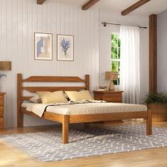 Imagem de Cama Em Madeira Maciça Porteira Mogno Mel - Moveis Nathalia