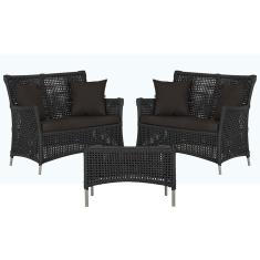 Imagem de 2 Sofás Área e Mesa Igapó Alumínio Pintura Fendi Corda Náutica Estofado Impermeável Almofada 9 Trama