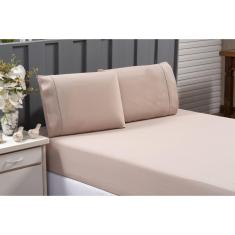 Imagem de Jogo De Lençol 100% Algodão Cama Queen Percal 200 Fios Cáqui