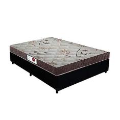 Imagem de Cama Box Casal Colchão Classic Mola Ensacada + Box Sintético Preto Serra Negra 67X138X188