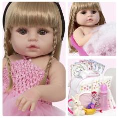 Imagem de Boneca Reborn Loira Bailarina Coelhinha Com Bolsa 24 Itens - Cegonha R