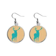 Imagem de Brinco feminino com pingente de orelha de grão de madeira azul de veado