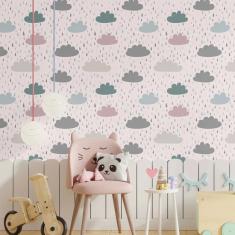 Imagem de Papel De Parede Adesivo Infantil Nuvens N014122 Rolo 0,58X3M