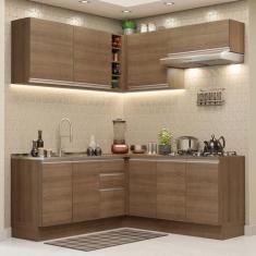 Imagem de Cozinha Completa de Canto Madesa Glamy 349003 com Armário e Balcão (sem Tampo e Pia) - Rustic