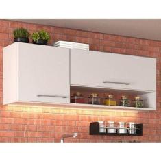 Imagem de Armário Aéreo de Cozinha 2 Portas com Nicho Alana J Carvalho Branco