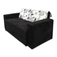 Imagem de Sofá-cama 2 Lugares Pratik 5000 Mamflex Preto/cinza Floral Suede Amassado Preto / Cinza