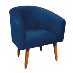 Imagem de Poltrona Stella Suede  Marinho Pés Palito Castanho D'Rossi