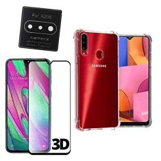 Imagem de Kit Capa Anti Queda Compatível Samsung Galaxy A20s + Película 3D Vidro + Película Nano Flexível Câmera