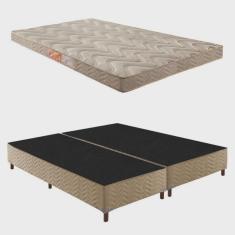 Imagem de Box Queen Júlia 42x158x198cm com Colchão Queen Unique D33 Duoface 14x158x198cm Rustico Bege