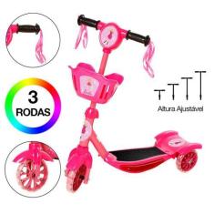Imagem de Brinquedo Infantil Patinete Scooter 3 Roda Barbie Cesta Luz