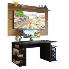 Imagem de Mesa Gamer Madesa 9409 e Painel para TV até 65 Polegadas - Preto/Rustic