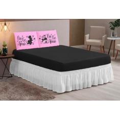 Imagem de Jogo De Lençol Liso 03 Peças Hipercal 200Fios Casal Queen Eu Te Amo Ro