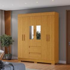 Imagem de Guarda-roupa Casal 149,10cm 6 Portas com Espelho e 2 Gavetas Chantrieri Espresso Móveis Cinamomo