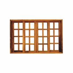 Imagem de Vitro de Correr 4 Folhas Padrão Imbuia Reto - Com ferragens 1.60 x 1.00 - Hale