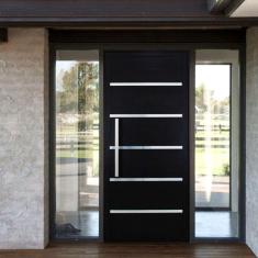 Imagem de Porta Pivotante Solara Alumínio Puxador Barra Chata 210 X 120 Lado Esquerdo Preto