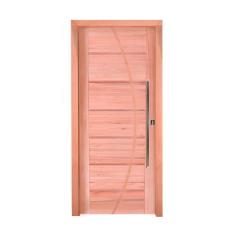 Imagem de Kit Porta de Madeira Pivotante Lado de Abertura Esquerdo 214x117cm Batente 12cm PE33 com Friso Belissima Esel