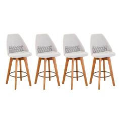 Imagem de Kit 04 Banquetas Bege Claro E Almofada Zigzag