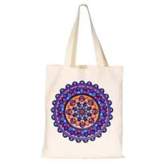 Imagem de Bolsa Sacola Reutilizavel Tecido Algodao Estampa Mandala Compras Pesadas Padrao Etnico Colorido-Feminino
